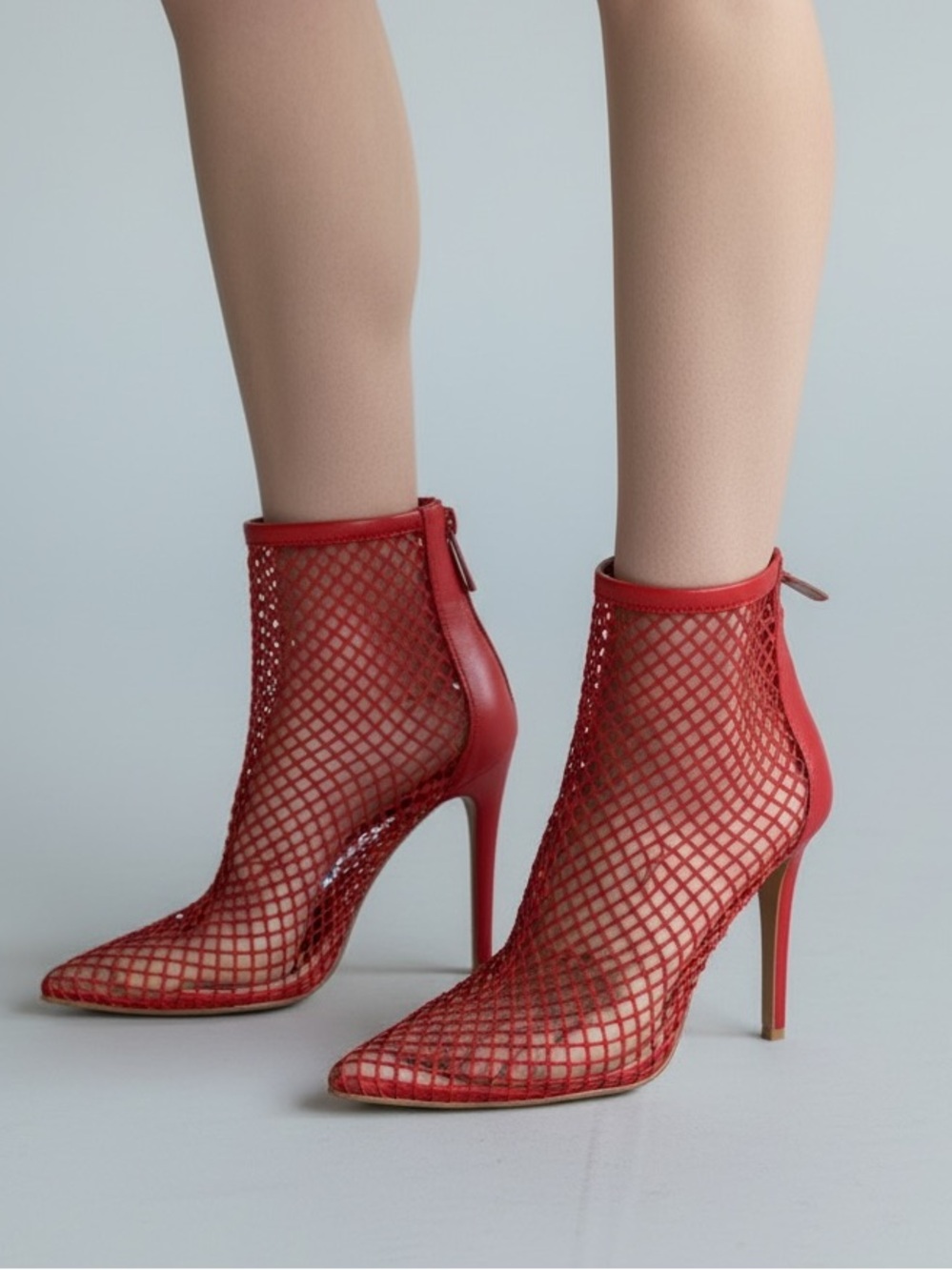 Charles by Charles David Pursue Red Rhinestone Mesh Pointed Toe Stiletto bootie
